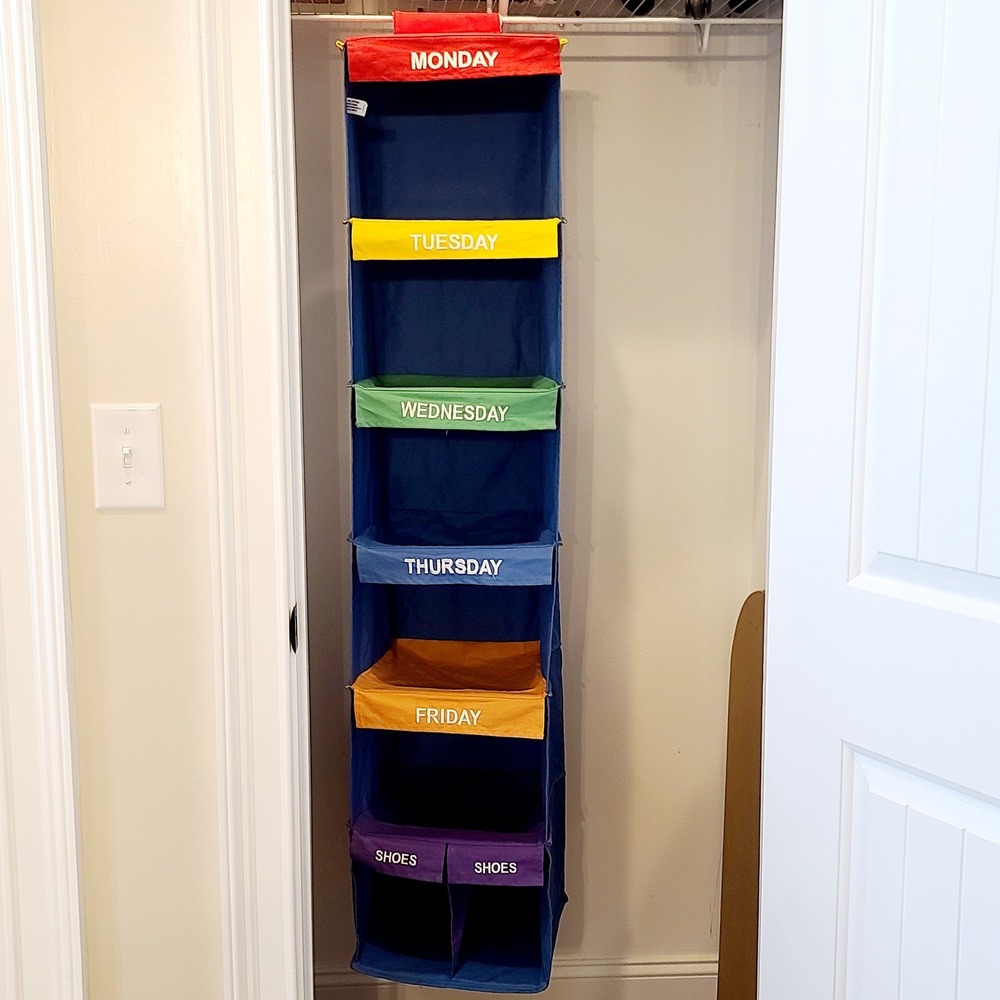 Days of the Week Hanging Closet Organizer Kids Cotton TRIM NEEDS Spot Cleaning
